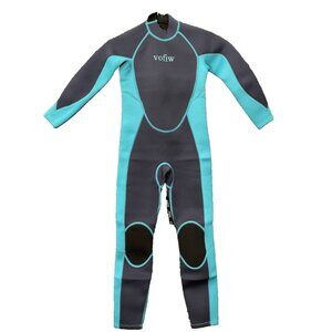 Vofiw Full Body Swimsuit Youth Kids Black Blue Zipper Back Size 10